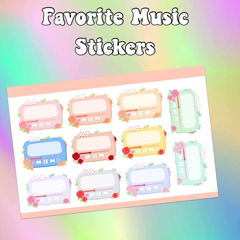5/$5Kawaii Favorite Music Planner Stickers